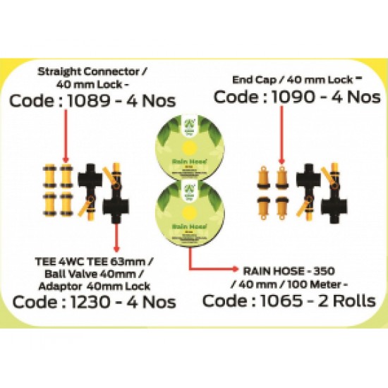 Rain Pipe Kit / 40 mm- 1/4 Acre with PVC Connectors
